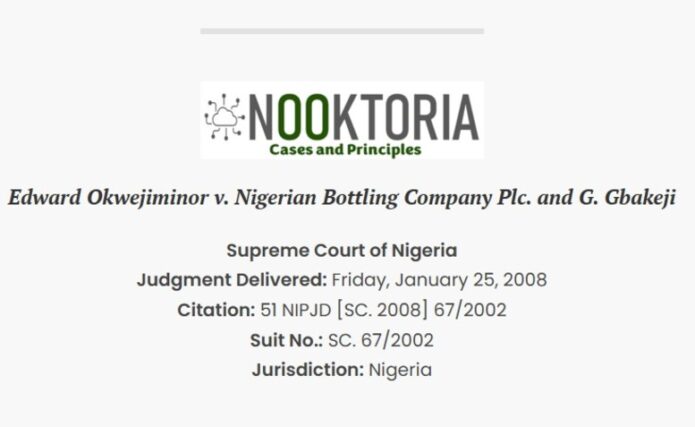 Edward Okwejiminor v. NBC Plc. and G. Gbakeji