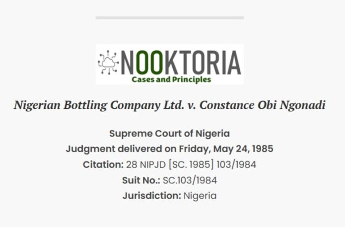 Nigerian Bottling Company Ltd. v. Constance Obi Ngonadi