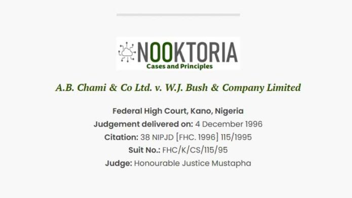 A.B. Chami & Co. Ltd. v. W.J. Bush & Company Limited