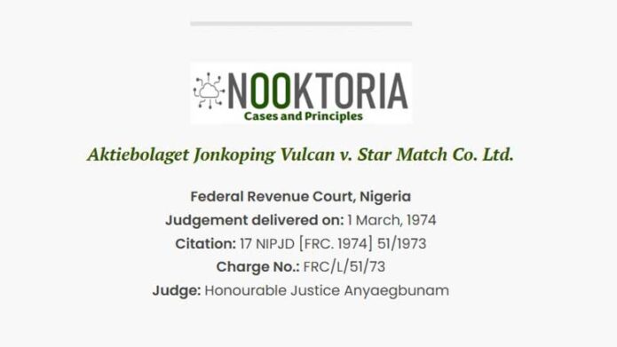 Aktiebolaget Jonkoping Vulcan v. Star Match Co. Ltd.