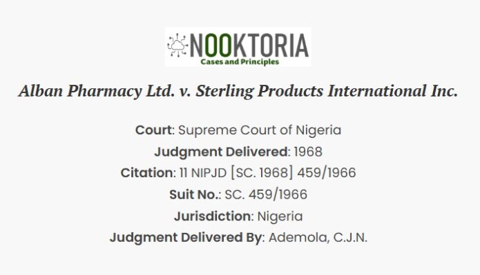 Alban Pharmacy Ltd. v. Sterling Products International Inc.