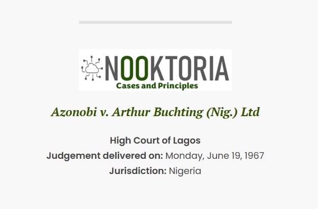 Azonobi v. Arthur Buchting (Nig.) Ltd