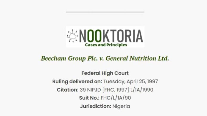 Beecham Group Plc v. General Nutrition Ltd.