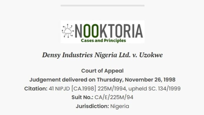 Densy Industries Nigeria Ltd. v. Uzokwe