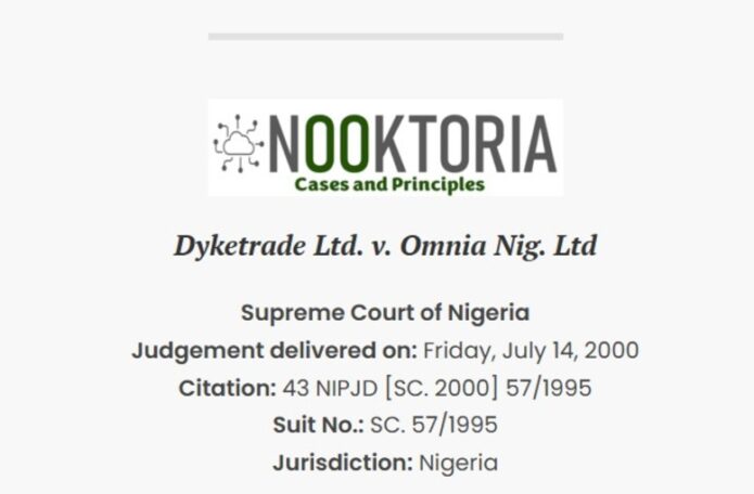 Dyketrade Ltd. v. Omnia Nig. Ltd