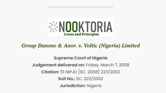 Group Danone & Anor. v. Voltic (Nigeria) Limited