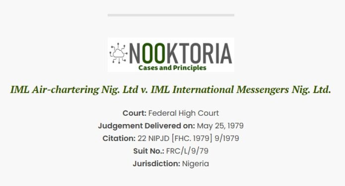 IML Air-chartering Nig. Ltd v. IML International Messengers Nig. Ltd.