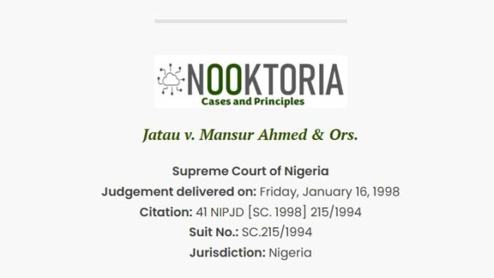 Jatau v. Mansur Ahmed & Ors.