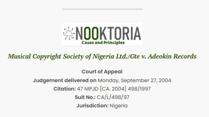 MCSN v. Adeokin Records - Court of Appeal