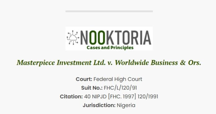 Masterpiece Investment Ltd. v. Worldwide Business & Ors.