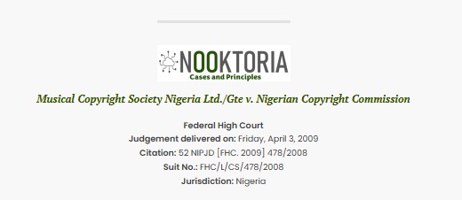 Musical Copyright Society Nigeria Ltd. v. Nigerian Copyright Commission