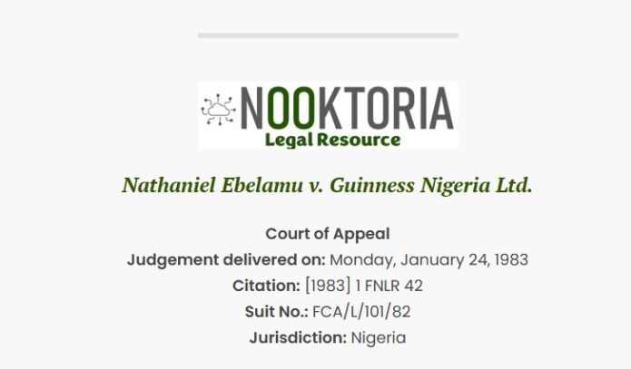 Nathaniel Ebelamu v. Guinness Nigeria Ltd.