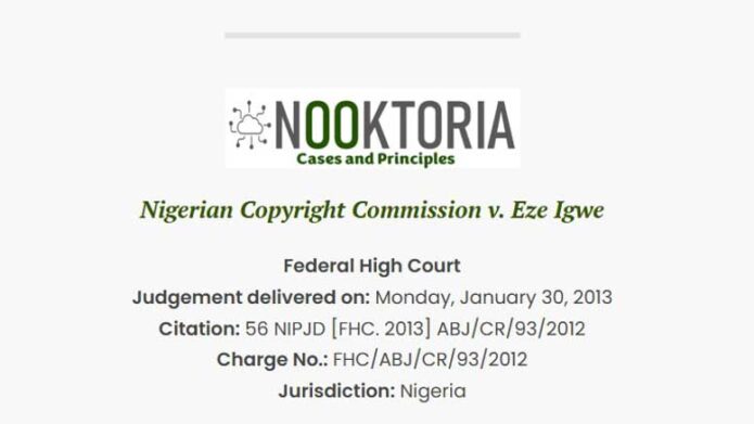 Nigerian Copyright Commission v. Eze Igwe
