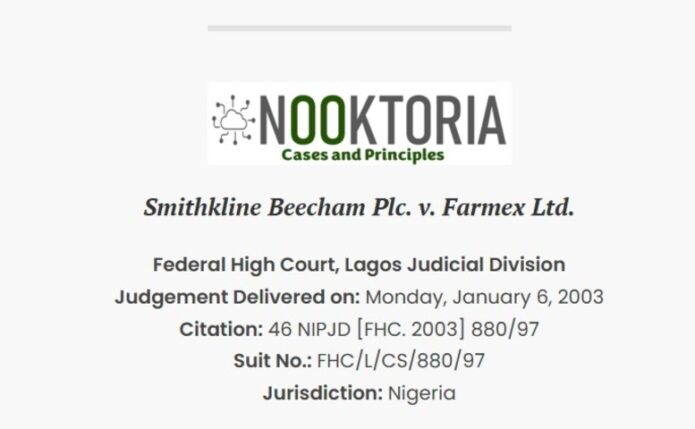Smithkline Beecham Plc. v. Farmex Ltd.