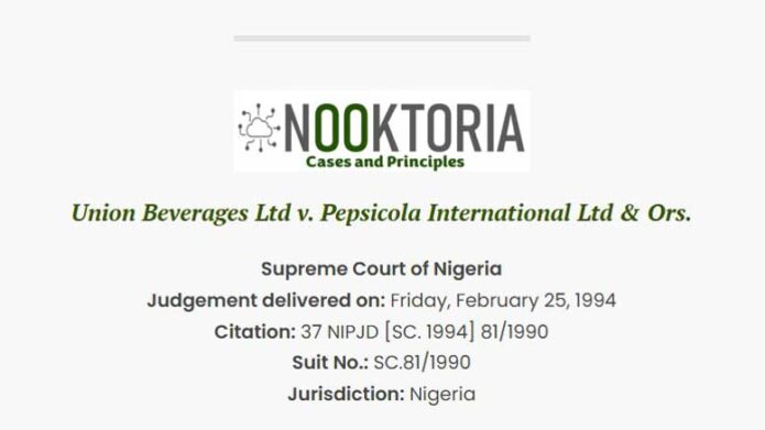 Union Beverages Ltd. v. Pepsicola International Ltd