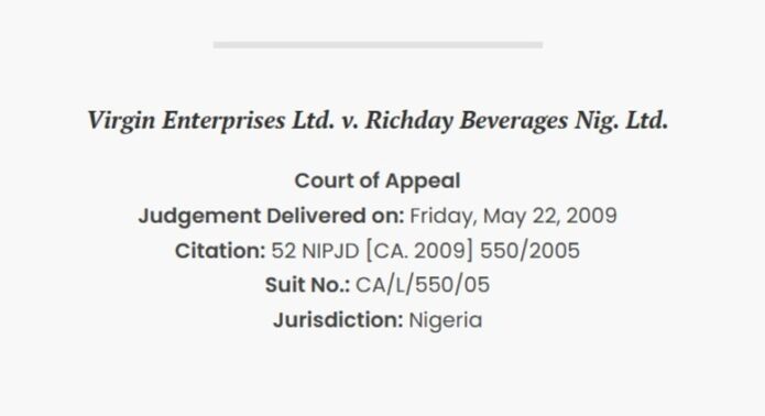Virgin Enterprises Ltd. v. Richday Beverages Nig. Ltd.