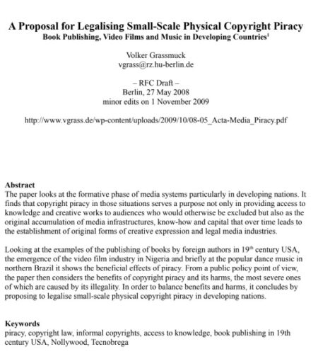A Proposal for Legalising Small-Scale Physical Copyright Piracy