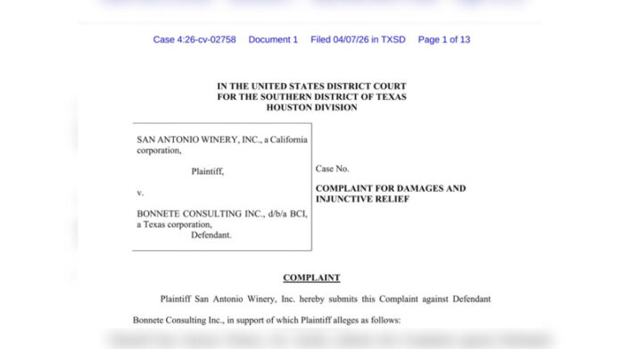 San Antonio Winery, Inc. v. Bonnete Consulting Inc. dba BCI_Case Number 426-cv-02758